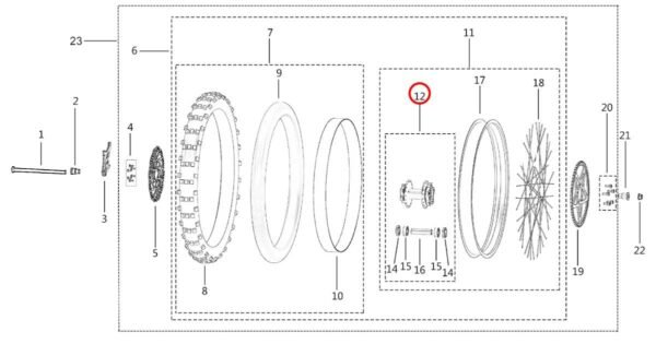 Light Bee Rear Wheel Hub Assembly - Image 2